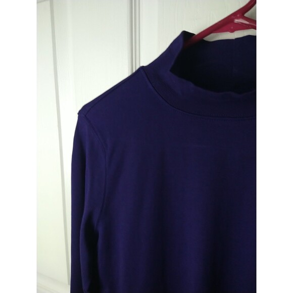 St. Johns Bay Woman M Classic Mock Purple Turtleneck Long Sleeve Layer Casual - Picture 4 of 8